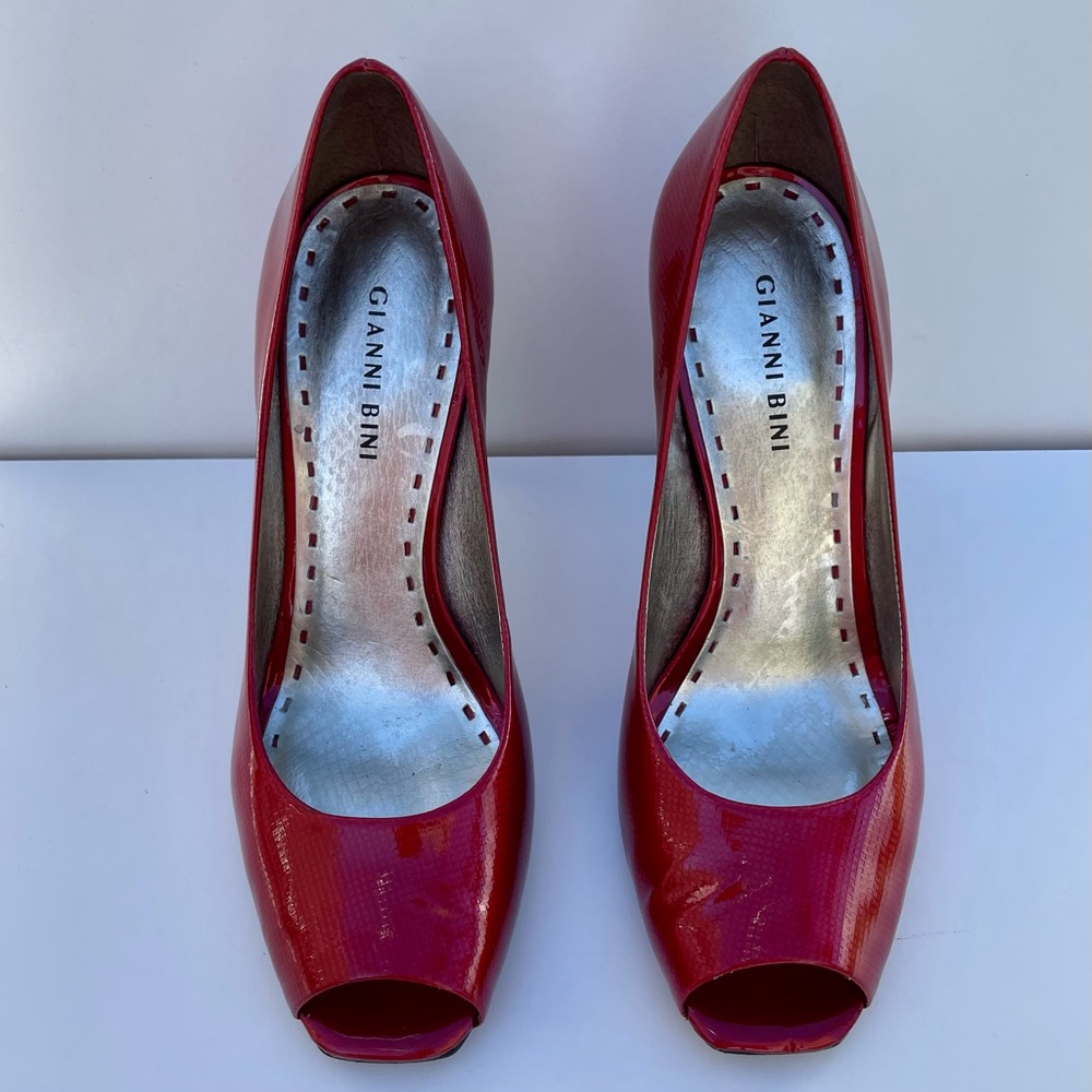Gianni Bini - Ruby Red Leather High Heels - Size 9M